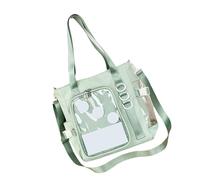 MALSSE Borsa a tracolla uniforme da scuola giapponese Campus trasparente con finestra a tracolla Anime Pin Display Grande Capacità Borsa da scuola resistente all'acqua Itabag, Verde, One Size