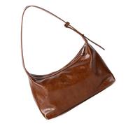 MALSSE Borsa casual in pelle PU cerata alla moda con tracolla regolabile pratica borsa a tracolla da donna per uso quotidiano elegante borsa a tracolla, Marrone, One Size