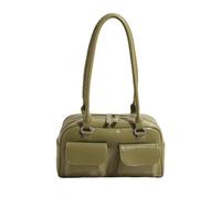 MALSSE Borsa da donna alla moda retrò ascellare tinta unita doppia tasca spalla PU pelle ascella borsa per lavoro e viaggio PU pelle ascelle, Verde, One Size