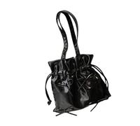 MALSSE Borsa da donna sotto le ascelle con fiocchi borsa all-matching borsa ascella grande capacità secchio scuola estetica spalla donna secchio archi ascella pelle PU ascella spalla estetica, Nero