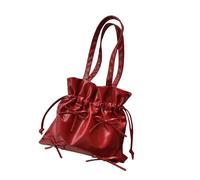 MALSSE Borsa da donna sotto le ascelle con fiocchi borsa all-matching borsa ascella grande capacità secchio scuola estetica spalla donna secchio archi ascella pelle PU ascella spalla estetica, Rosso