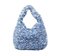 MALSSE Borsa da lavoro pieghettata alla moda per donne professionali in tessuto di poliestere grande scomparto portaoggetti da viaggio pratiche essenziali per viaggi d'affari, Blu, One Size