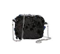 MALSSE Borsa da sera con paillettes alla moda con catena per le donne delicate borse a tracolla borsa da sera borse da sera elegante accessorio da donna, Nero , One Size