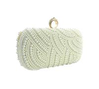 MALSSE Borsa da sera da donna con tracolla a tracolla elegante per banchetti e perle, borsa a tracolla elegante per feste, matrimoni, elegante borsa a tracolla con catena, Beige, One Size