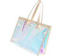 MALSSE Borsa da spiaggia trasparente arcobaleno con ampio spazio borsa a tracolla borsa casual per uno stile di vita attivo essenziale attrezzatura da nuoto Carryall, Albicocca, One Size