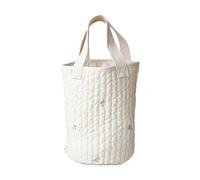 MALSSE Borsa in cotone Pannolino di grande capacità per le donne Trapuntato Ricamo Tote Storage Versatile Borsa Neonato Cotone Letto Storage, F, One Size