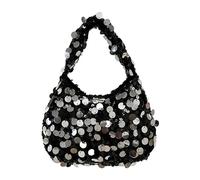 MALSSE Borsa leggera da donna alla moda con paillettes borsa da sera accattivante borsa da sera per uso quotidiano borsa con paillettes, Nero , One Size