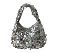 MALSSE Borsa leggera da donna alla moda con paillettes borsa da sera accattivante borsa da sera per uso quotidiano borsa con paillettes, Argento, One Size
