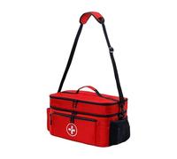 MALSSE Borsa portaoggetti per medicinali da viaggio, design a doppio strato, per emergenze familiari, viaggi, casa, accessori per riporre oggetti e tracolla regolabile, Rosso, Taglia unica