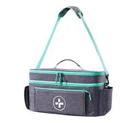 MALSSE Borsa portaoggetti per medicinali da viaggio, design a doppio strato, per emergenze familiari, viaggi, casa, accessori per riporre oggetti e tracolla regolabile, grigio, Taglia unica