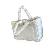 MALSSE Borsa trapuntata coreana grande morbida imbottita con manico superiore borsa da donna per tutti i giorni borsa essenziale per tutti i giorni, Beige, One Size