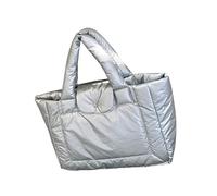 MALSSE Borsa trapuntata coreana grande morbida imbottita con manico superiore borsa da donna per tutti i giorni borsa essenziale per tutti i giorni, Argento, One Size