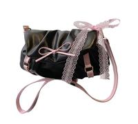 MALSSE Borse a tracolla da donna in pelle PU Hoboes Borse con tracolla regolabile Piccola borsa a tracolla Bowknot Hoboes spalla, Nero , One Size
