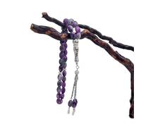 MALSSE Bracciali rosario con perline di vetro con croce ciondoli vivaci per donne e uomini religiosi catena a mano preghiera meditazioni gioielli, Misura unica, come descritto