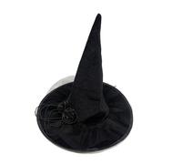 MALSSE Cappello da strega nero con rosa e catena di perline tema Halloween Adorment per costume elegante costume accessori carnevale ornamento misterioso