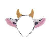 MALSSE Cerchietto elastico per capelli con orecchie di mucca e corna per feste e cosplay, adatto per adulti e bambini, copricapo per baby shower