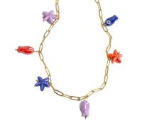 MALSSE Collana in ceramica a forma di creatura marina, catena in acciaio inox, leggera, indossabile, per appassionati di spiaggia, ciondolo a forma di pesce in ceramica fatta a mano