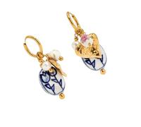 MALSSE Collana/orecchini in ceramica e acciaio, opzioni multilunghezza, accessorio versatile, gioielli fatti a mano, da indossare tutti i giorni, collana con ciondolo a goccia in ceramica con