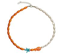 MALSSE Collana unica a forma di pesce pagliaccio con accenti di perline colorate, versatile e alla moda, decorazione colorata, Misura unica, come descritto, come descritto