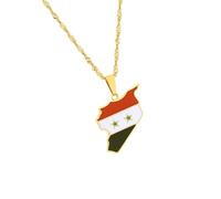 MALSSE Collana unica con ciondolo a forma di mappa della Siria, elegante collezione di gioielli per gli amanti dei viaggi e gli appassionati di cultura e souvenir di viaggio, Misura unica, come