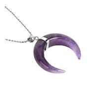 MALSSE Collana unica con luna crescente che cattura l'occhio con cristalli di pietra naturale per date feste gioielli spirituali, Misura unica, come descritto, come descritto