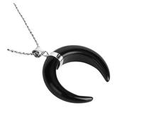 MALSSE Collana unica con luna crescente che cattura l'occhio con cristalli di pietra naturale per date feste gioielli spirituali, Misura unica, come descritto, come descritto