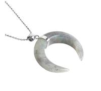 MALSSE Collana unica con luna crescente che cattura l'occhio con cristalli di pietra naturale per date feste gioielli spirituali, Misura unica, come descritto, come descritto