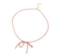 MALSSE Collana versatile con ciondolo a forma di farfalla e fiocco, accessorio portatile per feste e appuntamenti