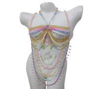 MALSSE Collana versatile con perle acriliche, sofisticata, fatta a mano, multi fili, girocollo in acrilico per donne squisite decorazioni