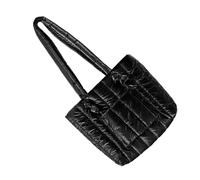 MALSSE Coreano Cotone Carryall Puffer Borsa A Spalla Casual Ascelle Borsa Per Studenti E Donne Professionali Ufficio Borsa Elegante Puffer Borsa, Nero , One Size