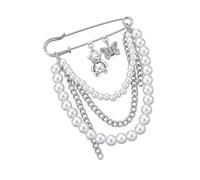 MALSSE Delicata spilla da bavero con strass e cristalli, per zaino, abbigliamento, elegante spilla da colletto con perle, Metallo