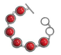 MALSSE Design unico stile vintage pietra rotonda per le donne in perline robuste con regolabile Comfort Fit accessori da donna, Misura unica, come descritto