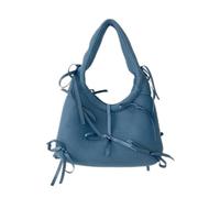 MALSSE Donne Ragazze Francese Vintage Poliestere Piccola Borsa Dolce Bowknot Decorazioni Tinta Unita Borsa Per Casual Shopping Francese Casual Shopping Poliestere Borsa, Blu, One Size