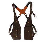 MALSSE Doppi sacchetti a tracolla ascellare portafoglio esterno borsa per telefono fondine in pelle PU fondine in pelle PU fondine doppie fondine in pelle PU, Marrone scuro, One Size