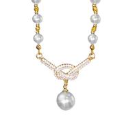 MALSSE Elegante Bianco Rotondo Perle Collana Pendente Delicato Regolabile Clavicola Catena Monili Per Le Donne Prom Bridal Collana di Perle Delle Donne, Misura unica, come descritto, 1