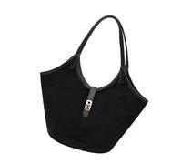 MALSSE Elegante borsa a secchiello in finta pelle scamosciata per donne inverno autunno grande spalla ascelle borsa a secchiello per studenti e pendolari borsa ascellare, Nero , One Size