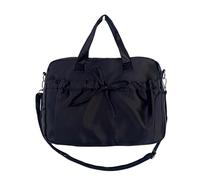 MALSSE Elegante borsa a tracolla casual con fiocco pieghettato borsa a tracolla grande capacità per tutti i giorni essenziale borsa nera alla moda, Nero , One Size