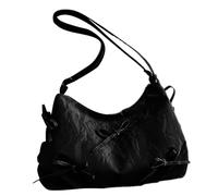 MALSSE Elegante borsa a tracolla in PU da donna pratica e confortevole borsa a tracolla di grande capacità per varie occasioni borsa a tracolla regolabile, Nero , One Size