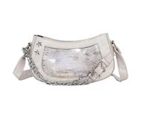 MALSSE Elegante borsa a tracolla Itabag in pelle PU con catena borsa a tracolla alla moda borsa ascellare display per le donne accessorio personalizzato, Beige, One Size