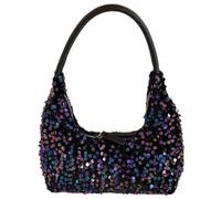 MALSSE Elegante borsa a tracolla piccola da donna compatta per uso quotidiano borsa ascellare con paillettes scintillanti borsa con cerniera ascella borsa elegante da donna, Colore: blu., One Size
