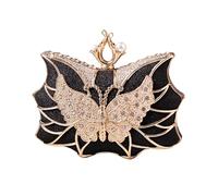 MALSSE Elegante borsa da sera con fiori e farfalle, con strass, borsa a tracolla per cocktail, matrimoni e feste, scintillante borsa da sera, Nero , One Size