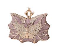 MALSSE Elegante borsa da sera con fiori e farfalle, con strass, borsa a tracolla per cocktail, matrimoni e feste, scintillante borsa da sera, C, One Size