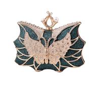 MALSSE Elegante borsa da sera con fiori e farfalle, con strass, borsa a tracolla per cocktail, matrimoni e feste, scintillante borsa da sera, Blu, One Size