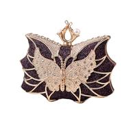 MALSSE Elegante borsa da sera con fiori e farfalle, con strass, borsa a tracolla per cocktail, matrimoni e feste, scintillante borsa da sera, Viola, One Size