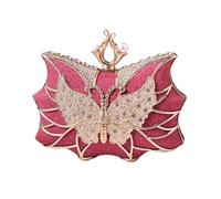 MALSSE Elegante borsa da sera con fiori e farfalle, con strass, borsa a tracolla per cocktail, matrimoni e feste, scintillante borsa da sera, D, One Size