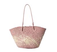 MALSSE Elegante borsa di paglia di colore laureato per le signore grande capacità borsa a tracolla vacanza spiaggia cestino colorato spalla spaziosa per le donne, B, One Size
