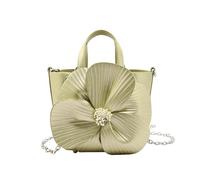 MALSSE Elegante borsa floreale in pelle PU piccola borsa a secchiello con tracolla a catena per le donne borsa a tracolla per feste serali borsa a tracolla con catena floreale, Oro, One Size