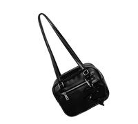 MALSSE Elegante borsa quadrata coreana piccola borsa a tracolla elegante con fiocco decorazione PU borsa casual in pelle PU, Nero , One Size