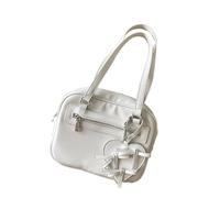 MALSSE Elegante borsa quadrata coreana piccola borsa a tracolla elegante con fiocco decorazione PU borsa casual in pelle PU, A, One Size