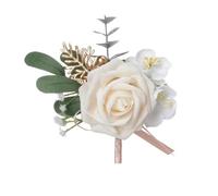 MALSSE Elegante bouquet da polso per matrimonio, accessorio per feste, fiore all'occhiello artificiale, per testimoni dello sposo, damigelle d'onore, corpetto di nozze, Corpetto di champagne, Taglia